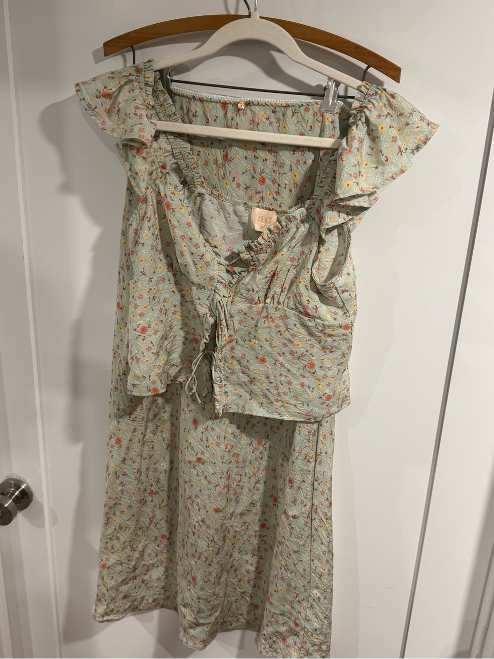 Good Luck Gem Light Sage Floral Maxi Skirt and Top Set